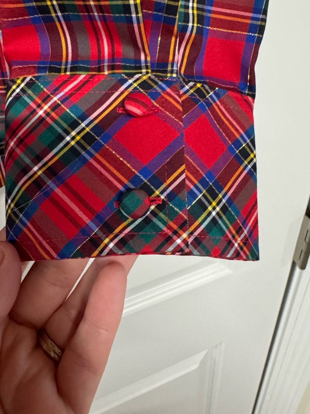Talbots Red Tartan Plaid Popover Blouse L - Picture 4 of 5